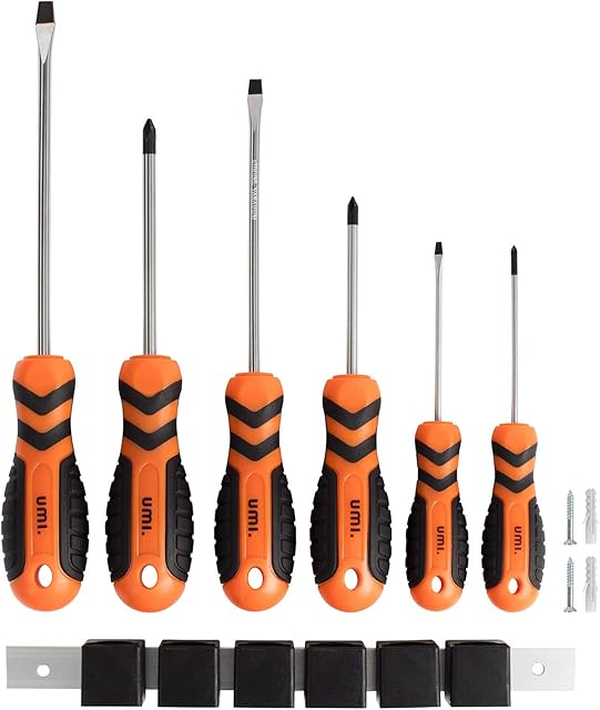 Amazon Brand  Umi Screwdriver Set 6-Piece, Cr-V Magnetic Screwdriver with Flat-Head and Phillips-Head, Anti-Slip Rubber Handle