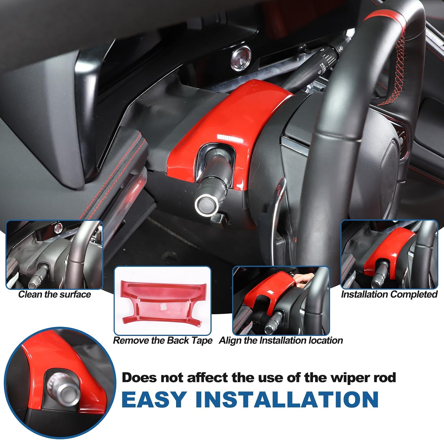 Steering Wheel Base Upper Trim Cover Compatible with Corvette C8 Stingray 2020-2025 ABS 1PCS,C8 Interior Steering Wheel Cover Trim Accessories (Sports Red)