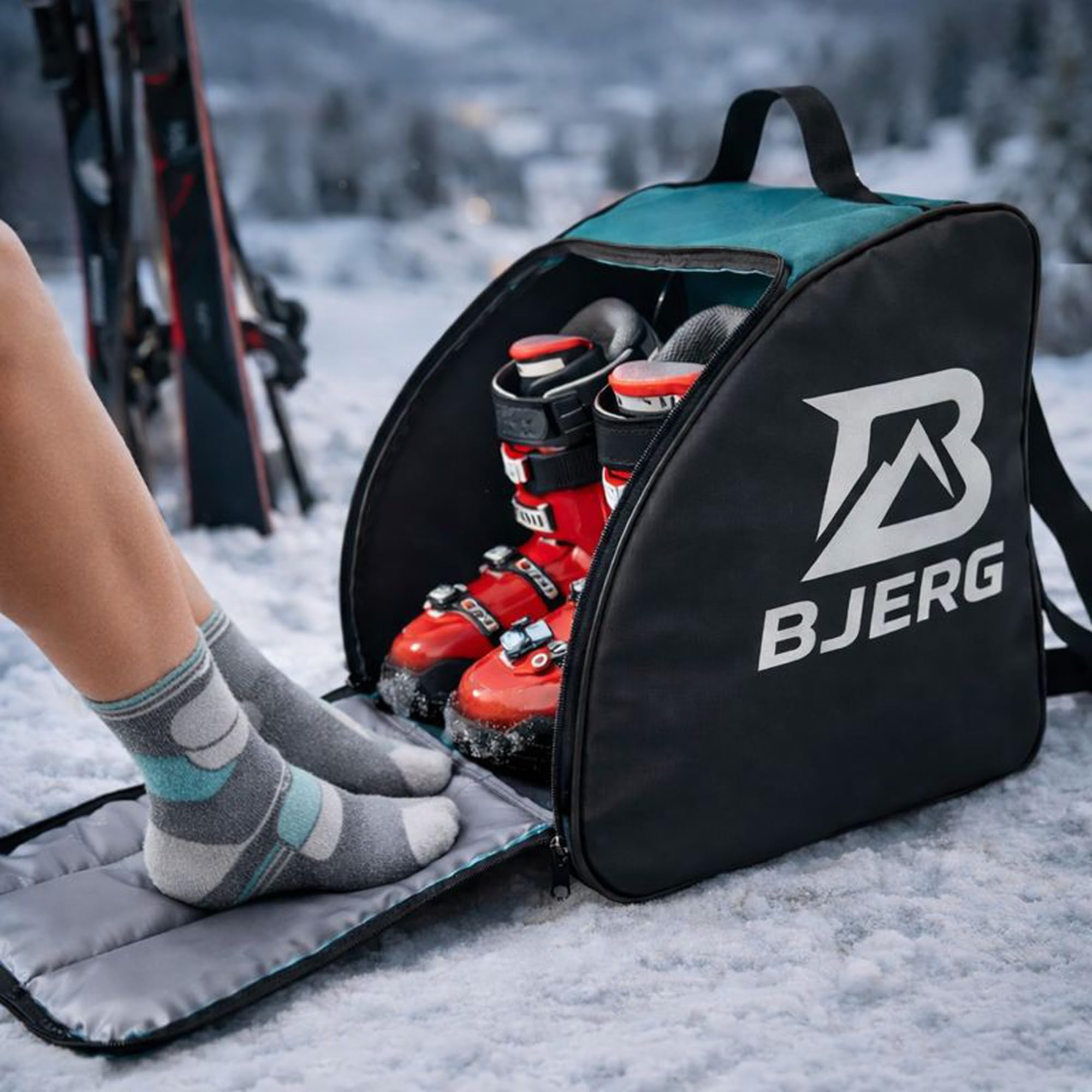 Bjerg torba na buty narciarskie, torba na buty narciarskie i kask, wodoodporna – wytrzymały zamek błyskawiczny – torba na buty narciarskie zestaw – torba na łyżwy