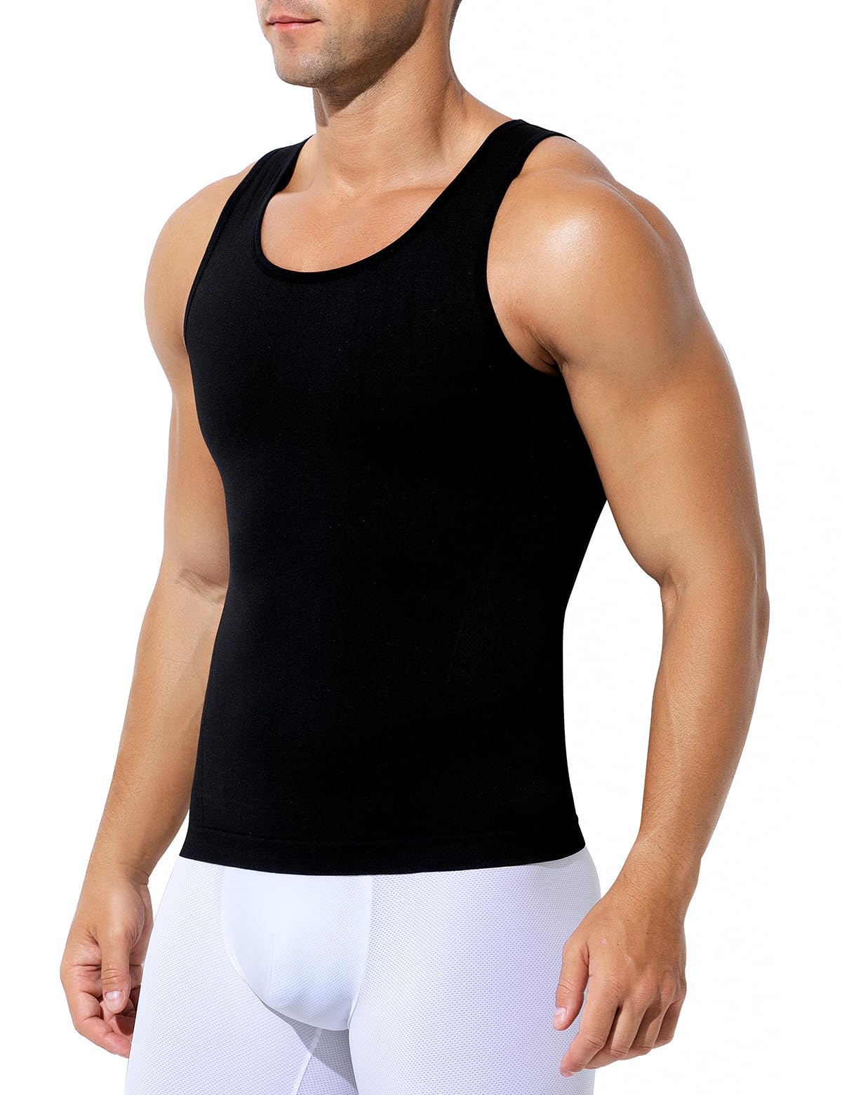 Arjen Kroos Men's Compression Shirt - Slimming Body Shaper Vest, Hide Gynecomastia Moobs Shapewear