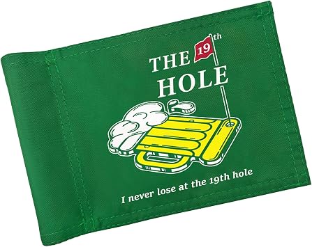 KINGTOP 19th Hole Mini Golf Flags with Sleeve, 6 x 8 in, 420D Nylon | Double-sided 420D nylon, blackout lining, sleeve mounting, bar-themed designs, backyard greens, clubhouse displays