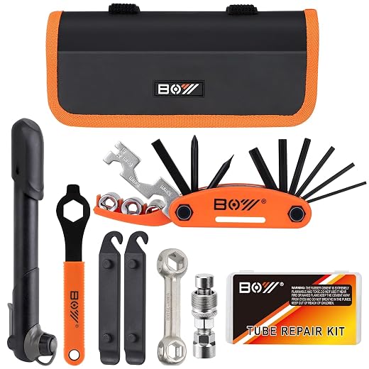 Bicycle Repair Bag & Bicycle Tire Pump, Home Bike Tool Portable Patches Fixes, Fixe, Inflator, Maintenance For Camping Travel Essentials Tool Bag Bike Repair Tool Kit Safety Emergency All In One Tool