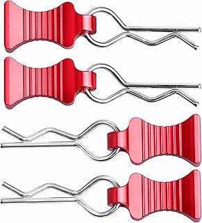 RC Car Body Clips with Pull Tab for 1/10 1/12 Scale Traxxas Axial Redcat Losi Tamiya HPI HSP RC Truck Crawler Buggy On Road Touring Racing, Set of 4 (Red)