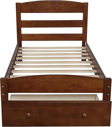 Miniatura 7 de Harper & Bright Designs Cama individual con cajones de almacenamiento, cama individual de plataforma con cabecera y soportes de listones de madera,