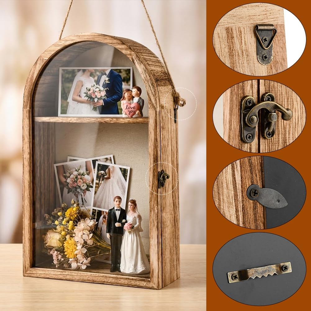 Shadow Box Frame 10x16 Large Shadow Boxes Display Cases with Linen Back and Removable Shelves, Picture Frame Wedding Bouquet Memorabilia Medals Photos Memory Box for Keepsakes