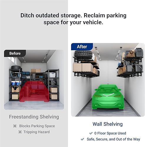 Miniatura 6 de FLEXIMOUNTS - Repisas de pared para garaje, 2 unidades