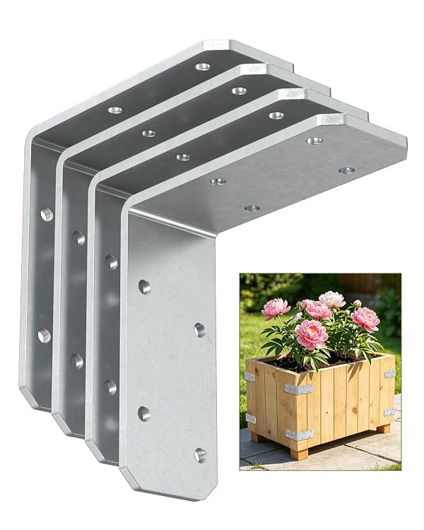 Mixizigoz 3"x3"x1.2" L Brackets for Wood, 150LB, Galvanized 4 Pack by Mixizigoz - Used condition - US$11.01