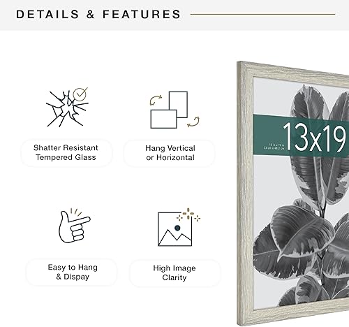 Miniatura 6 de MCS Industries Studio Gallery - Marcos con textura de madera color gris de 13 x 19pulgadas  33.02 x 48.26 cm., 2 unidades