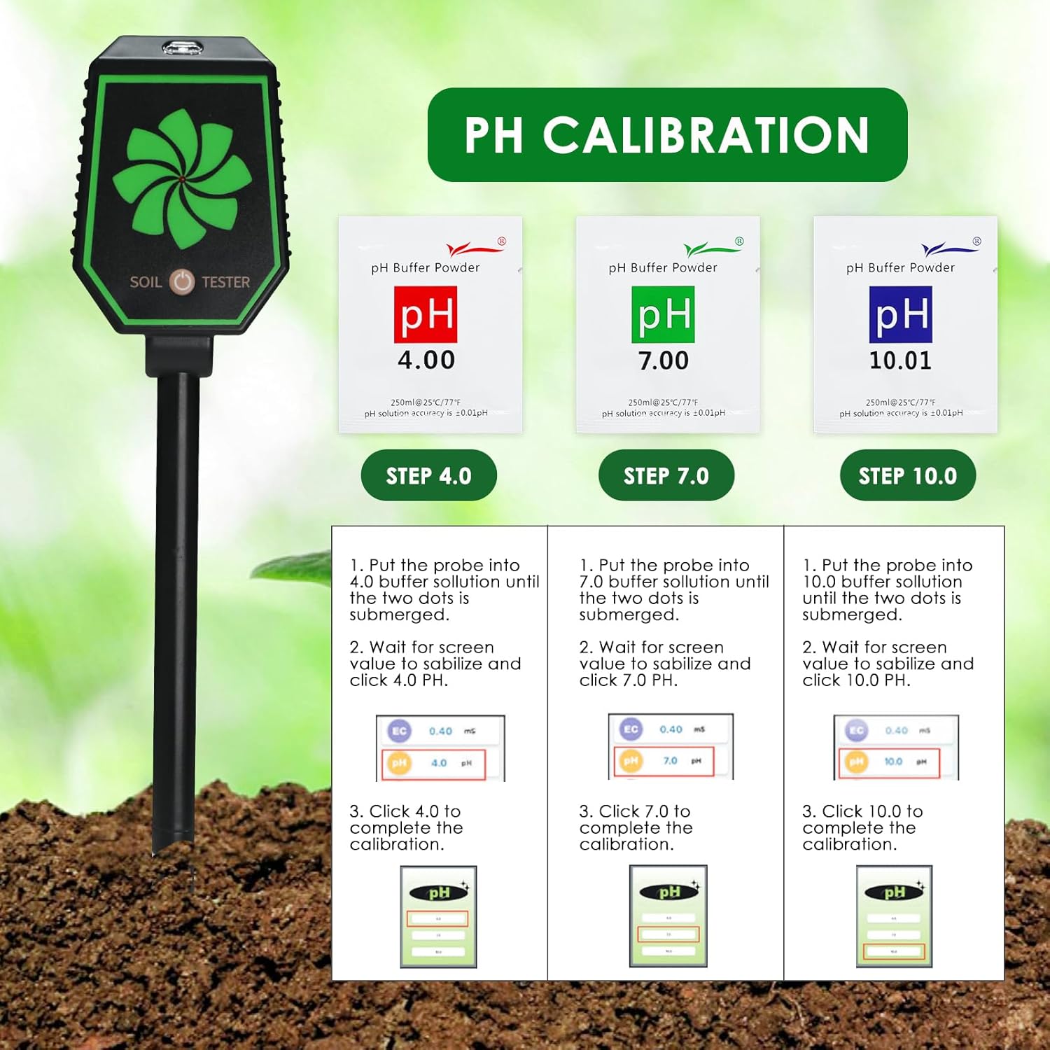 Bluetooth Soil Moisture Meter, 8-in-1 Digital Soil Tester for pH EC Moisture Fertility Salinity Humidity Temperature and Sunlight Monitoring with Real-Time App Contorl for Plants Flowers Vegetables