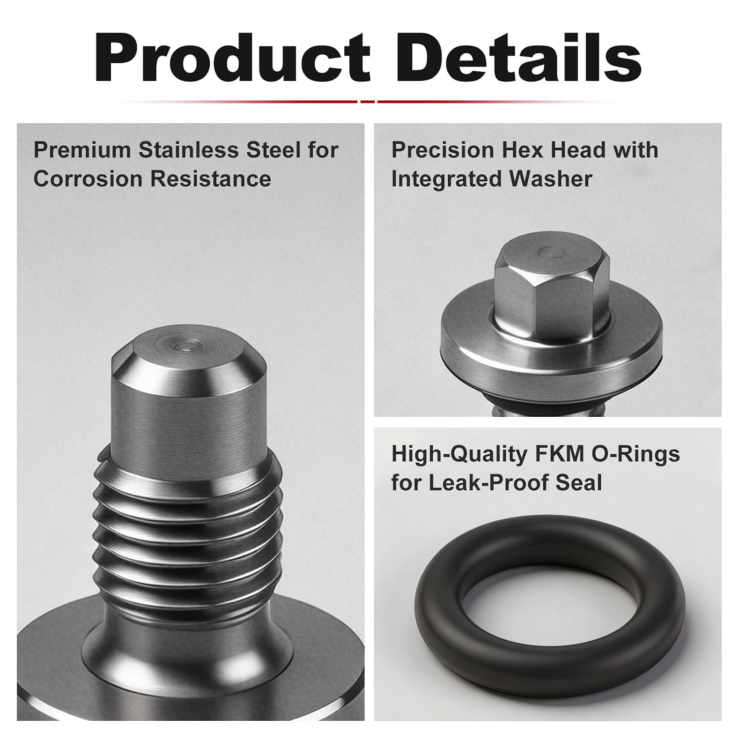 2PCS Stainless Steel Supercharger Bleeder Screw Kit Compatible with Audi A6 A7 A8 Q5 Q7 S4 S5 SQ5 & Volkswagen Touareg 3.0L V6, Replace OE 06E 127 535B, Comes with 2 FKM O-Rings