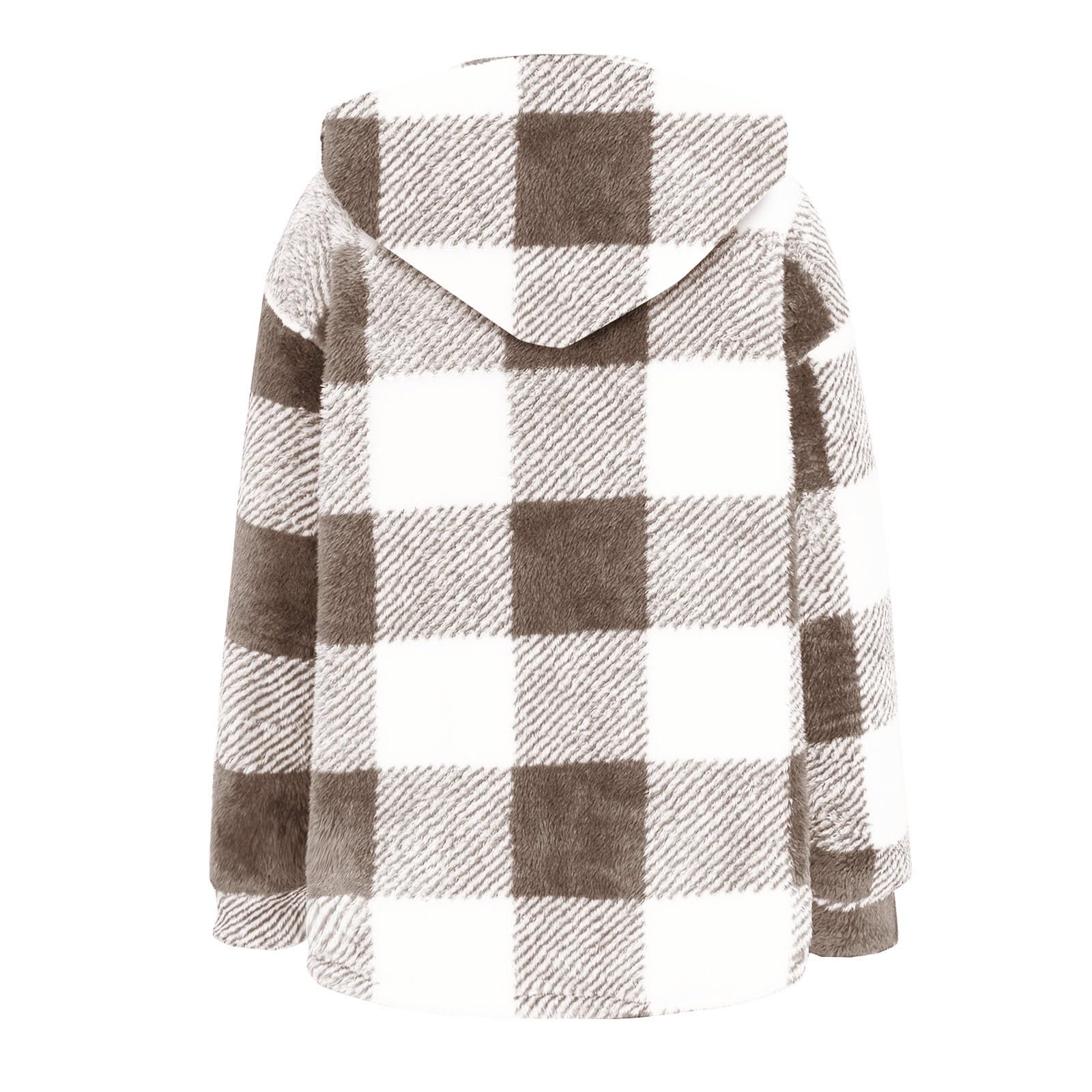 Ceboyel Women Flannel Jackets 2023 Fleece Plaid Hoodies Jacket Hooded Long Sleeve Shirt Trendy Fall Winter Ladies Clothes