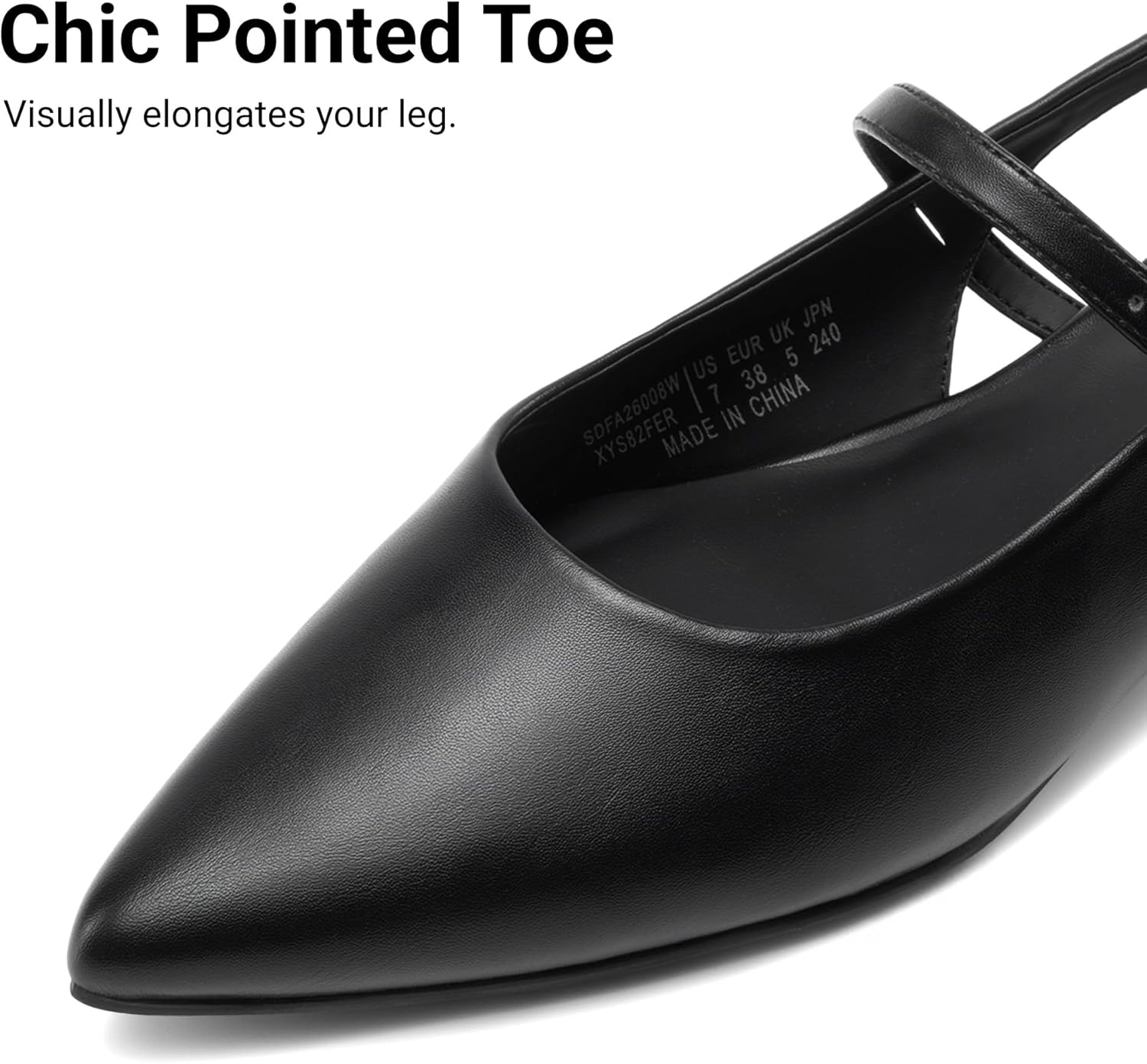DREAM PAIRS Women's Slingback Dress Pointed Toe Flats Ballet Mary Jane Flat Shoes with Buckle Strap Low Heel Dressy Flats - Image 7