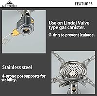 Vista 4 de CAMPINGMOON Estufa de bote compacta plegable con micro regulador 4Flex sin encendedor XD-2-NE