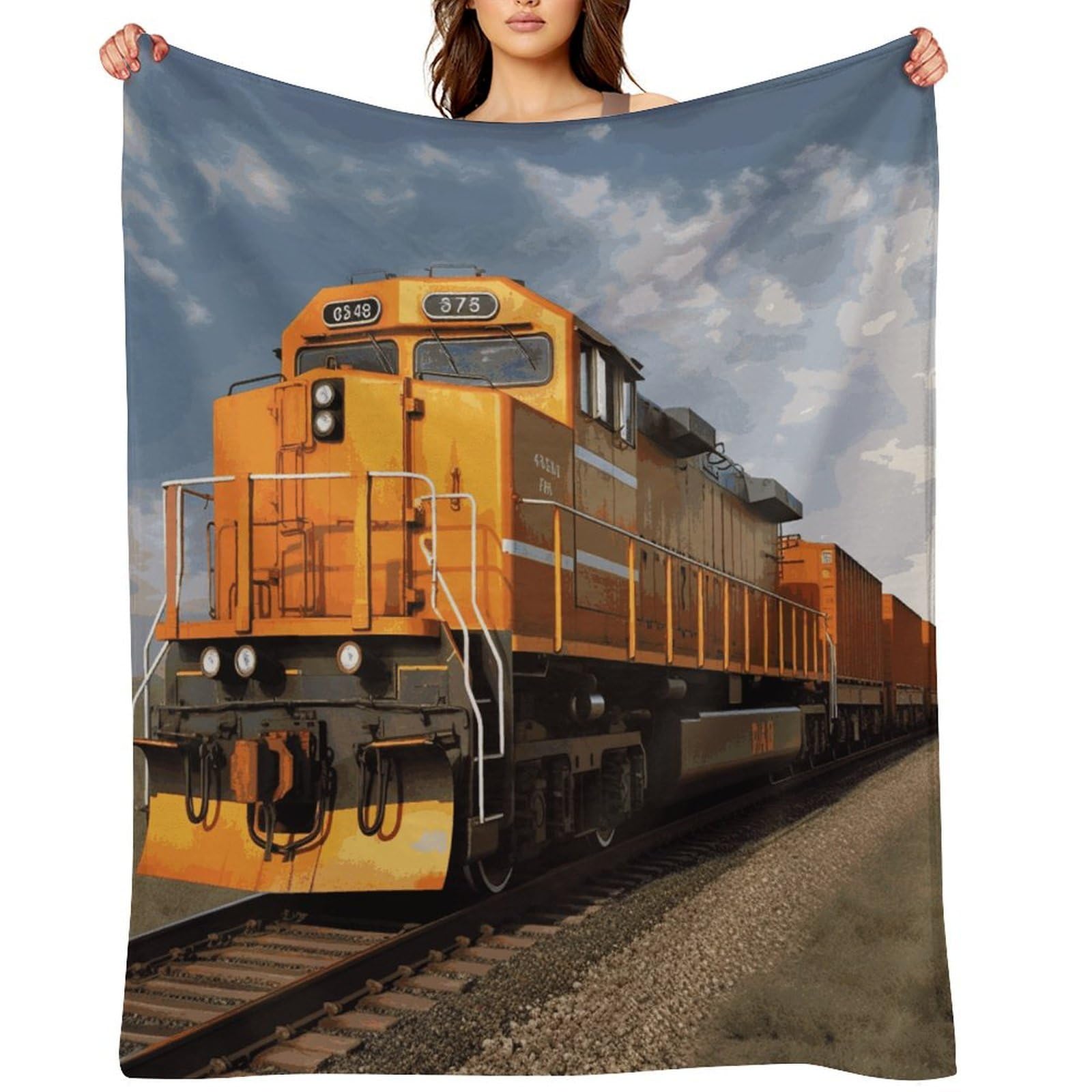 Fekiloot Style Freight Train Throw Blankets Camping Blanket50 X60