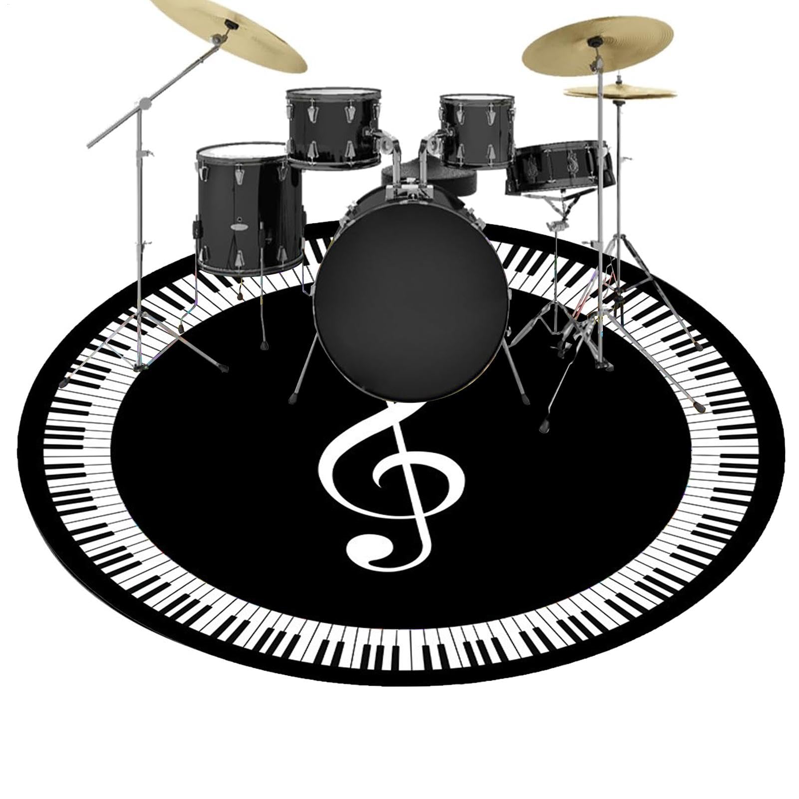 Drum-Set-Teppich, runde Drum-Matte Rundes bedrucktes Bassdrum-Pad | 140 cm/55,12 Zoll Musikinstrumente-Bodenmatte, rutschfestes Schlagzeugzubehör für Musikliebhaber oder Anfänger