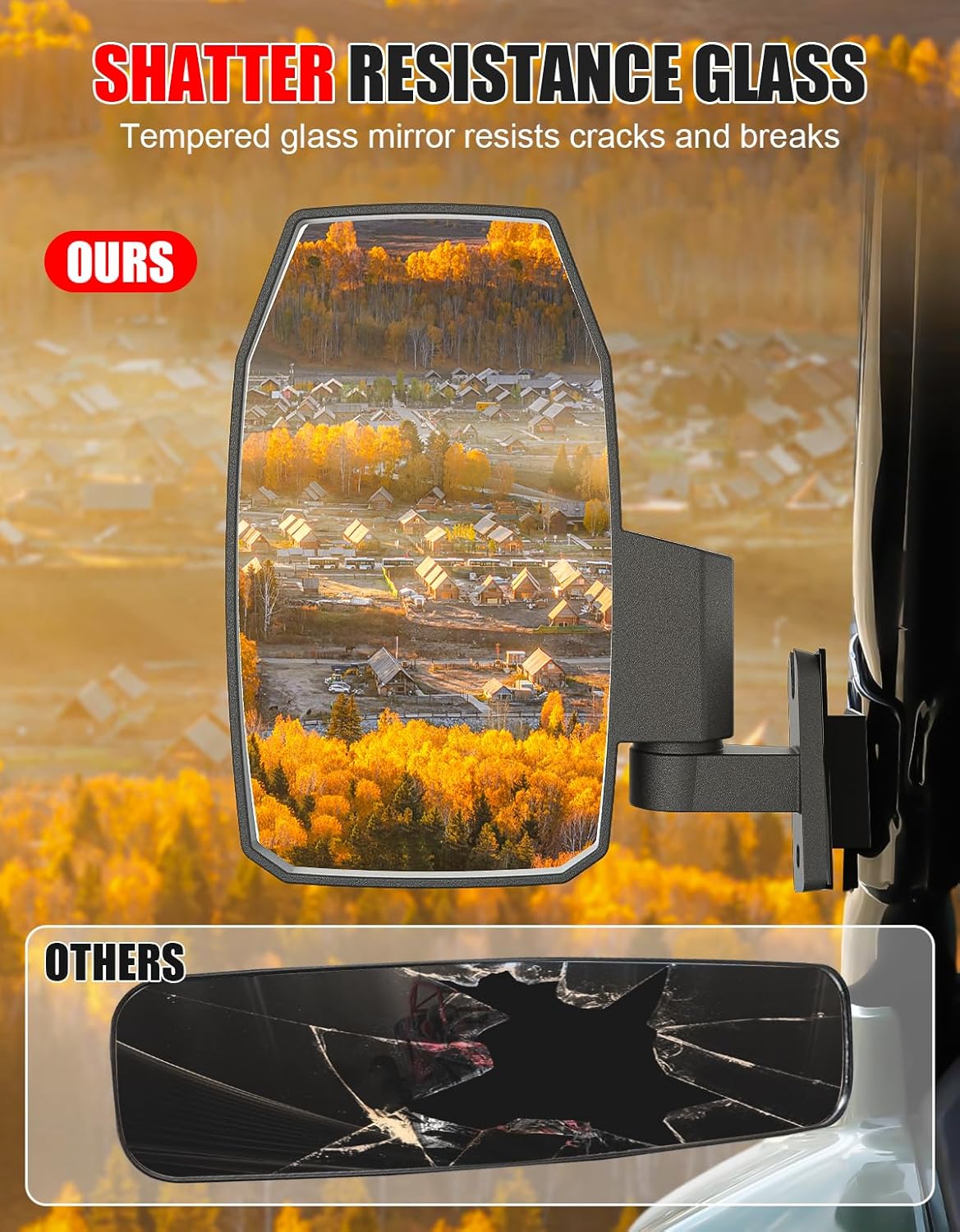 Adjustable Side Rearview Mirrors Compatible with Honda Pioneer 700-2 700-4 2014-2025 Accessories, UTV Side Mirrors High-definition Foldable Rear View Mirror with Bracket, 2PCS