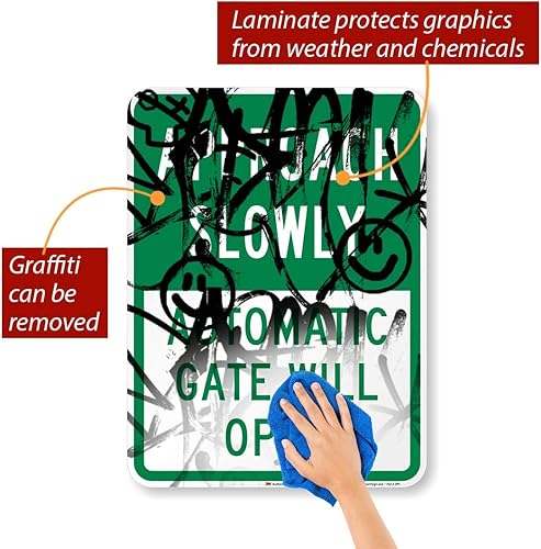 Miniatura 2 de SmartSign - K-8285-EG-18x24 "Approach Lentamente - Puerta Automática Se Abrirá" Letrero  18" x 24" 3M Aluminio Reflectante Grado Ingeniero Verde