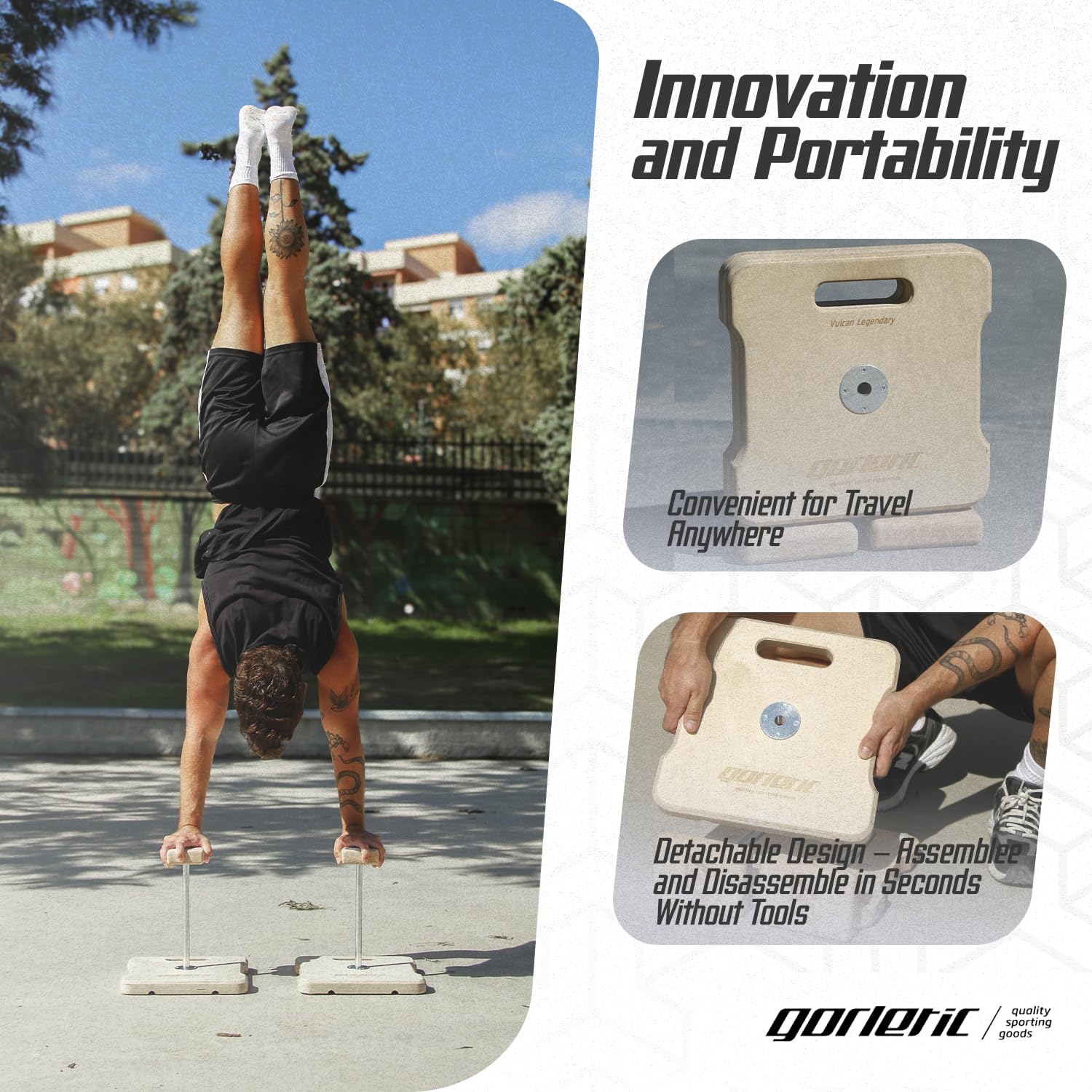 Gorletic - Canes COMPACT, BalanceBlocks, Bastones para equilibrio de Handstand, Altura 33cm