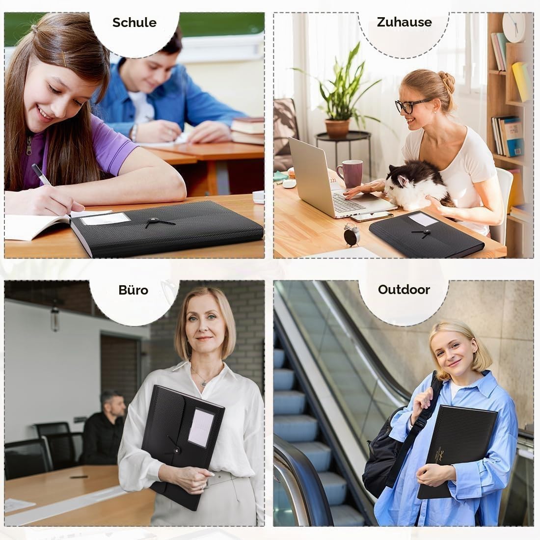 SKYDUE Fächermappe, Akkordeon-Aktenordner mit 13 Taschen für A4/Briefpapier, Akkordeon-Ordner mit Etiketten, Dokumentenquittungs-Organizer für Büro, Schule, Zuhause