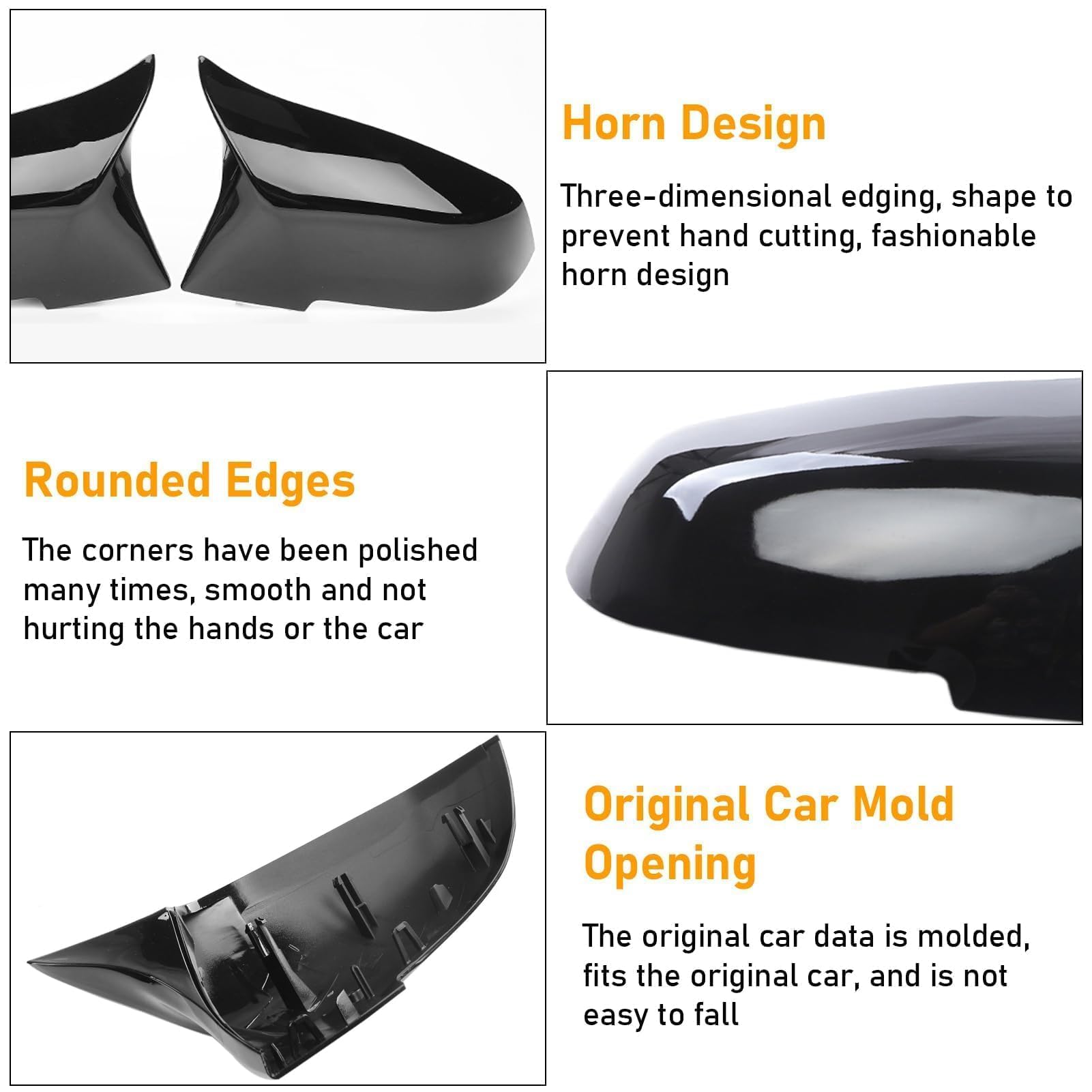 TTCR-II 2 PCS Compatible avec Coque de Rétroviseur BMW Série 1 F20 F21/2'F22 F23 F87/3'F30 F31 F34/4'F32 F33 F36/i3 I01/X1 E84 Coques de Remplacement Rétroviseurs Auto Gauche + Droite-Noir Brillant