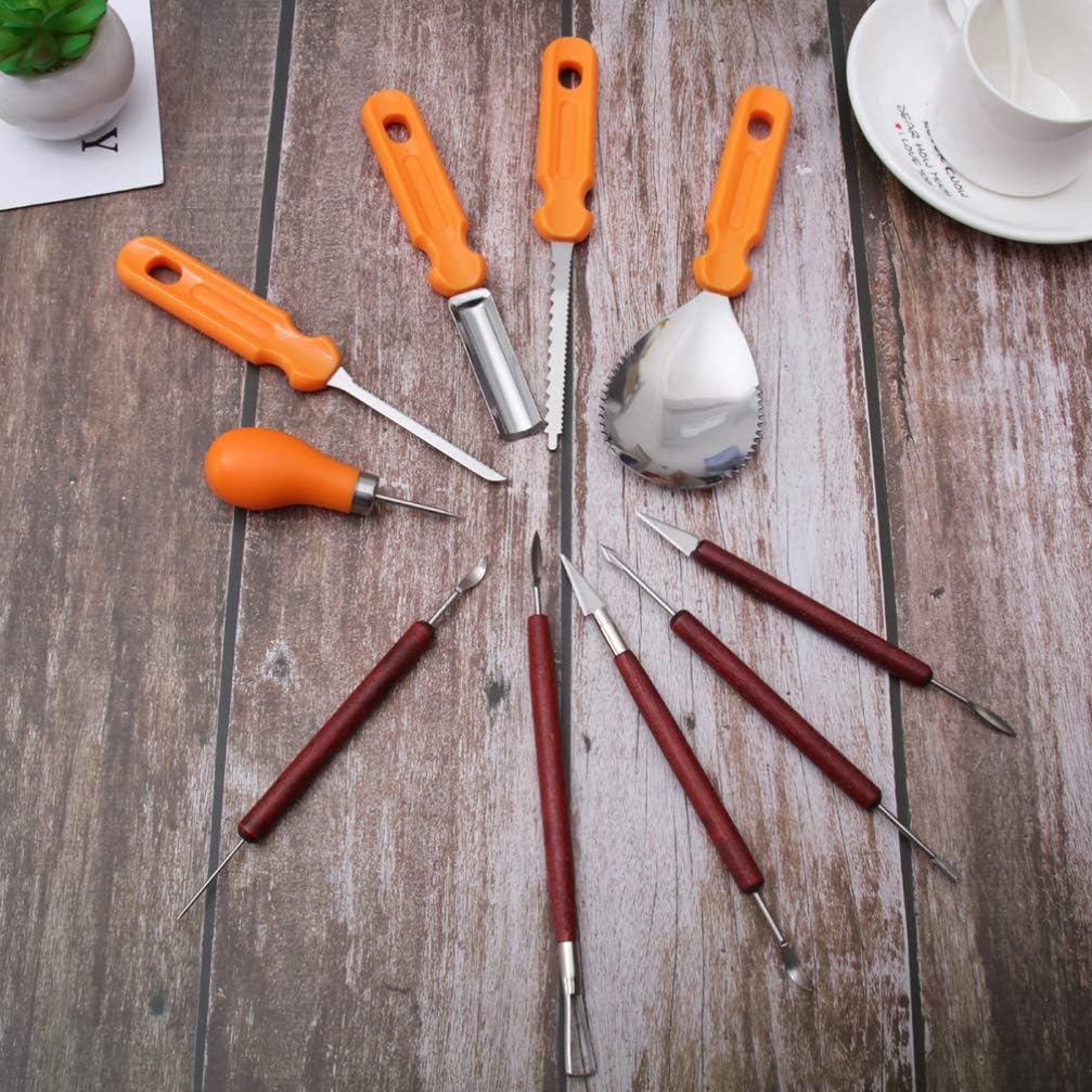 UKCOCO 12pcs Professional Pumpkin Carving Set Double-sided Tools for Halloween Decorating Sturdy Handles and Blades for Detailed Sculpting and Design