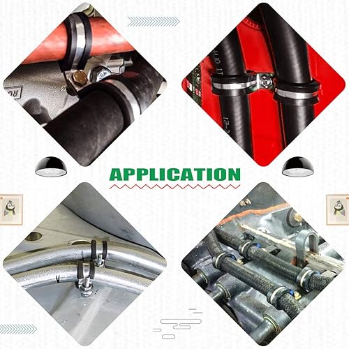 Miniatura 4 de Keadic 20 abrazaderas aisladas acolchadas de goma de 2 pulgadas (1.969 in) de acero inoxidable, abrazadera de metal, soporte de tubo para