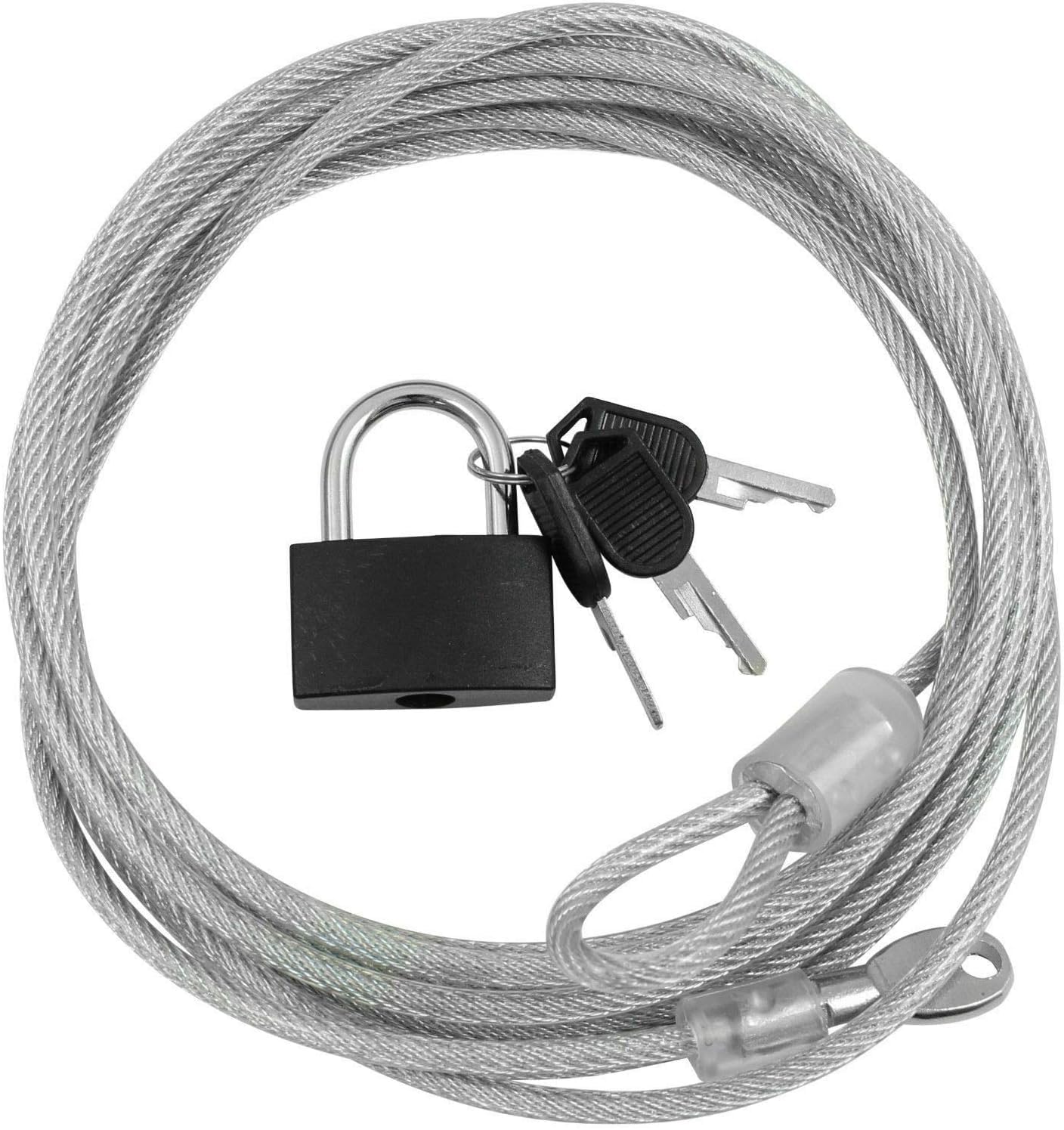 LUCKORA Long 3M Heavy Duty Steel Security Cable with Vinyl Coating & Padlock | Anti-Theft Lock for Bike, Car, Trailer, Gate, Outdoor Equipment, Luggage & More | Comes with 3 Keys