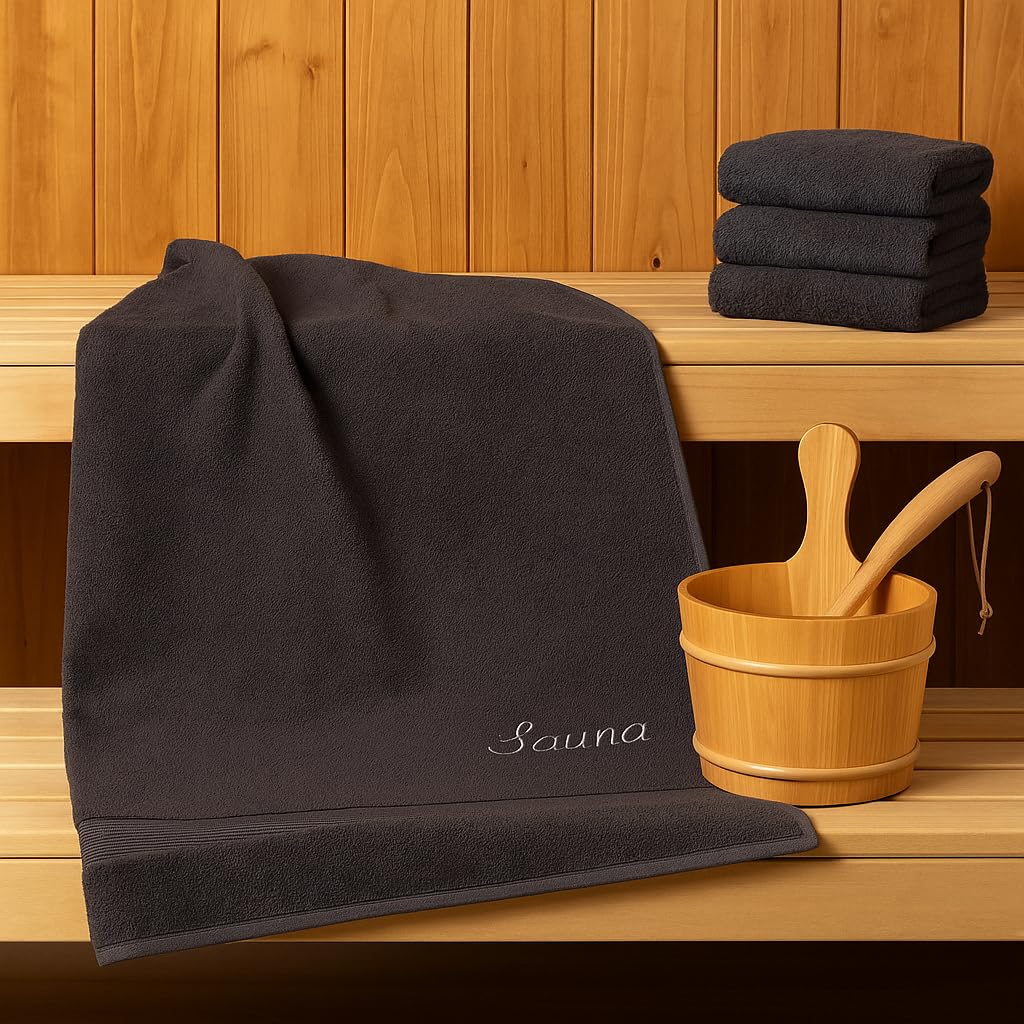 Betz. Set di 2 asciugamani da sauna telo da sauna FRANCE 100% cotone misure 80 x 200 cm antracite