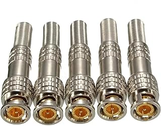 SOLDOUT 5 PCS BNC Solderless Connector Q9 HD Video Oscilloscope Male Plug Welding Free 75-5 Ohm Monitoring Cable Connectors RG-59 RG59 for Coaxical Brass End Crimp Screwing CCTV Camera (Pack of 5)