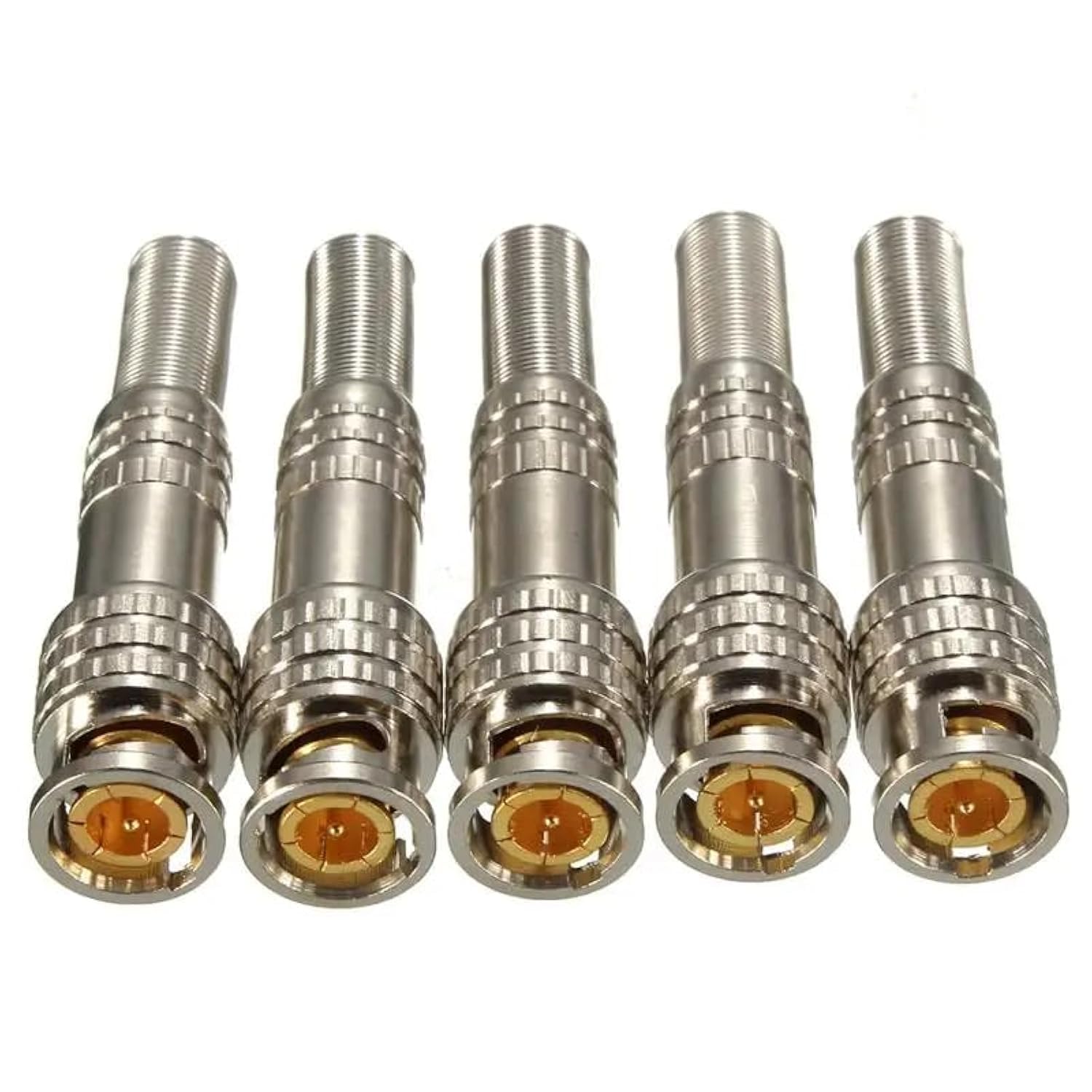 SOLDOUT 5 PCS BNC Solderless Connector Q9 HD Video Oscilloscope Male Plug Welding Free 75-5 Ohm Monitoring Cable Connectors RG-59 RG59 for Coaxical Brass End Crimp Screwing CCTV Camera (Pack of 5)