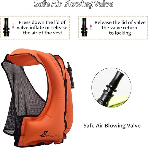 Miniatura 2 de OMOUBOI Chaleco inflable de esnórquel, chaleco de natación para adultos, chaleco de esnórquel, chaqueta de flotabilidad inflable, chaquetas de buceo