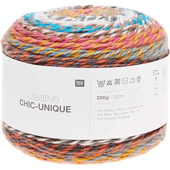 Rico Creative Chic-Unique #11 Gradient Wool for Crochet or Knitting Bobbel Wool Colour Gradient