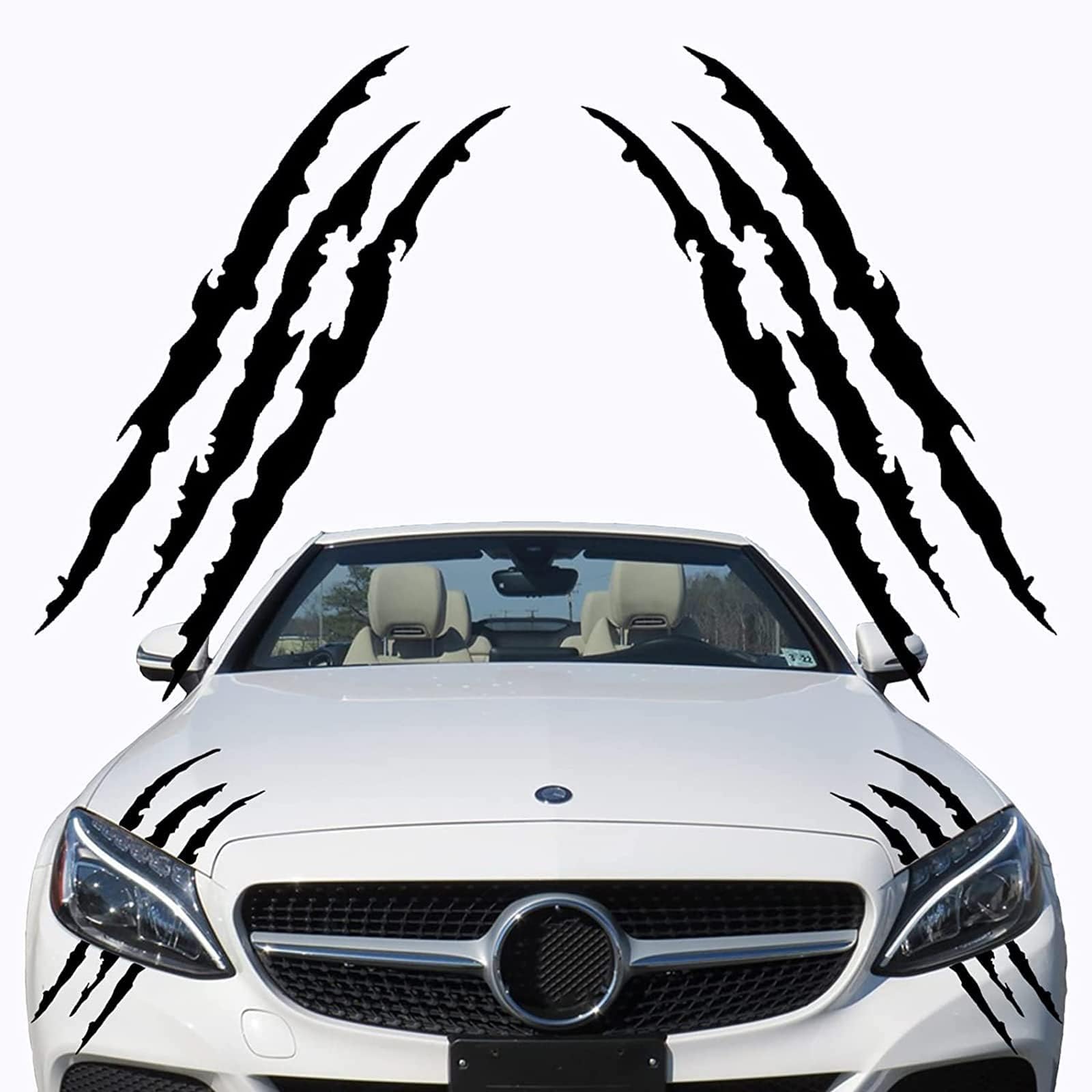 2 Pcs Claw Marks Car Stickers for MG S5 EV ES5 ES34 2024-2027, Monster Scratch Decal Headlight Wrap Graphics Styling Body Vinyl Decorative Kit,Black