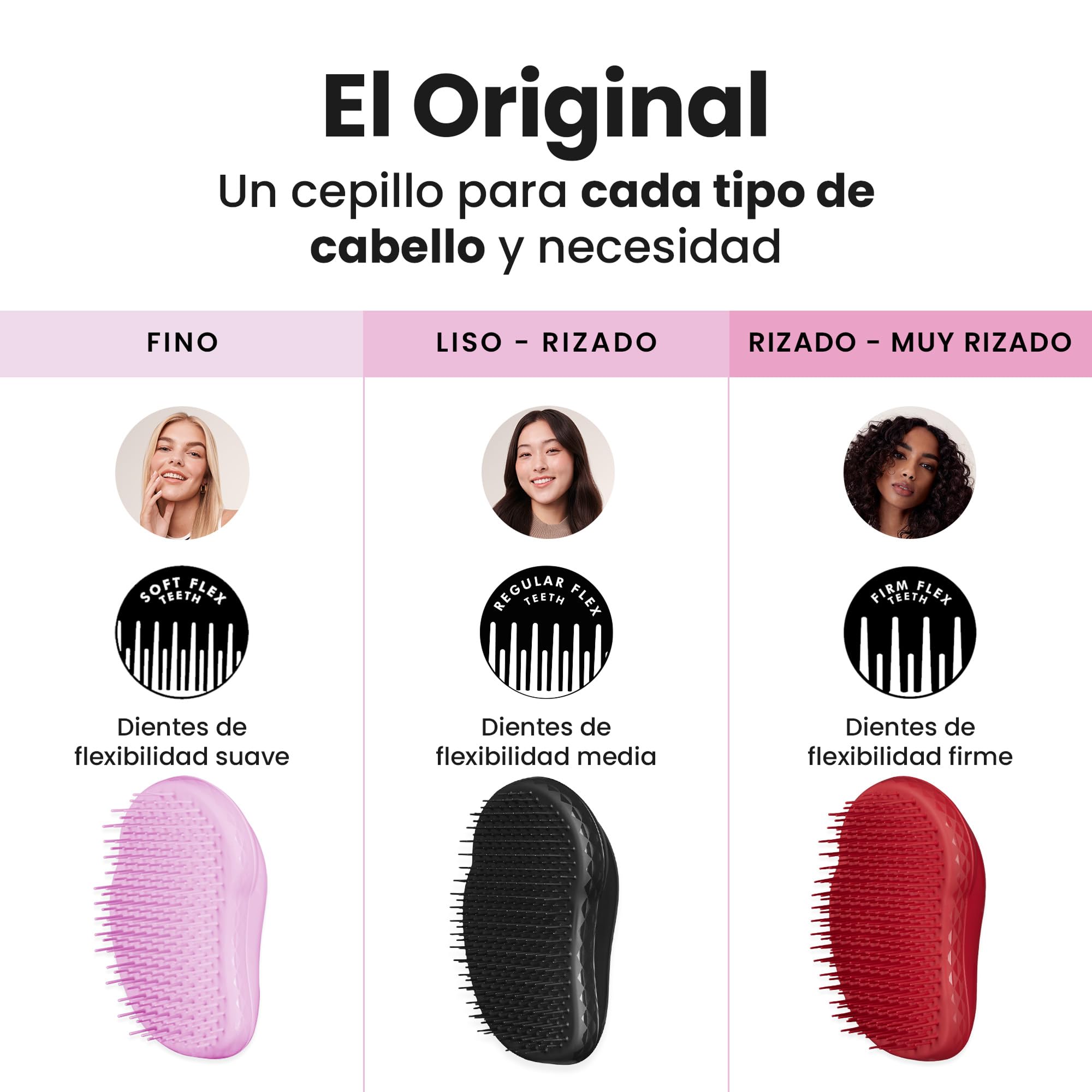 Tangle Teezer Original Detangler Hairbrush - Cepillo Desenredante para Pelo Seco y Mojado - Apto para Todo Tipo de Cabello - Púas de Doble Altura para Menos Rotura y Sin Nudos - Negro Pantera