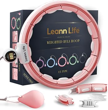 U5 Smart Weighted Hula Hoop with Counter 16 Knots, 28"46" Adjustable Infinity Hoop Plus Size, Quiet Rubberized Wheels, Ab Workout Fitness for Weight Loss,Abdominal Toner