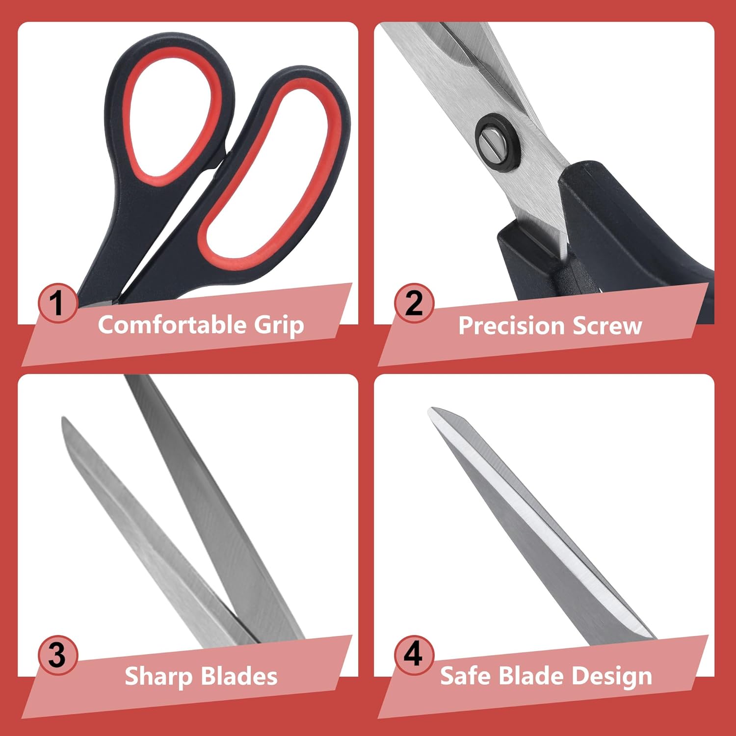 Lichamp 8.5” Scissors, 12-Pack Multipurpose Sharp Scissor, Comfort Grip Handles Household for Office, School, Home and Arts