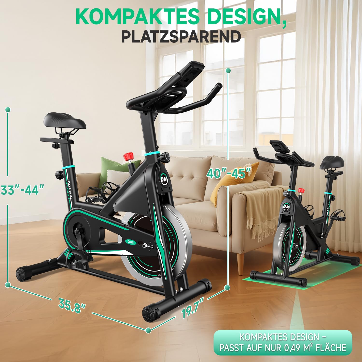[2026 Aktualisiert] Heimtrainer Fahrrad, DMASUN Leiser Ergometer Hometrainer Fahrrad mit 0-100% Widerstand, Display& Tablet-Halterung, Kardio Training Indoor Cycling Bike mit bequemem Sitz, Bis 160KG