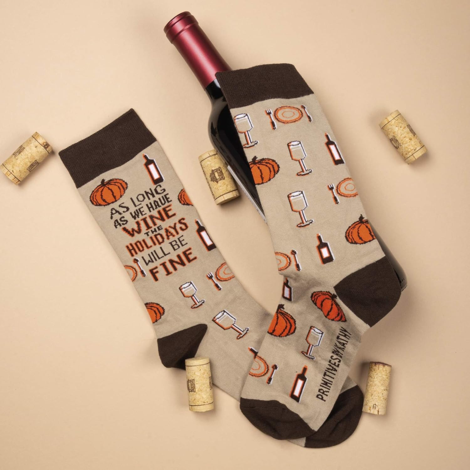 Primitives by Kathy LOL Made You Smile Silly Socks, One Size, Wine for The Holidays : Clothing, Shoes & Jewelry
