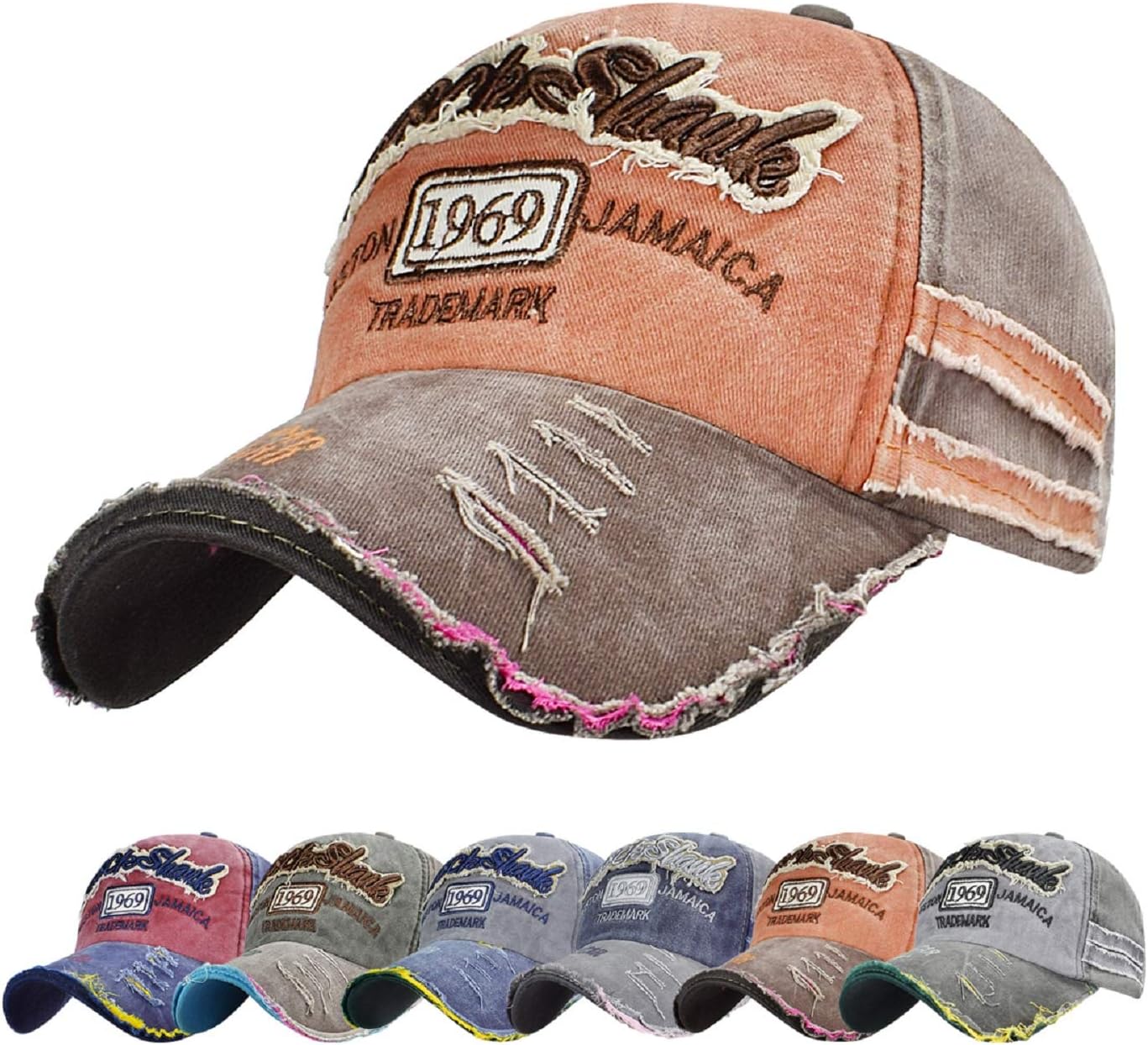 Baseball Cap Classic Sports Casual Summer Cap Plain Sun Hat Unisex Adjustable Rock Shark Vintage Distressed Cotton Baseball Caps Edge Grinding Do Old Hat