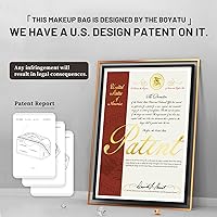 Vista 5 de BOYATU Travel Makeup Bag Organizer Cosmetic Bag: 3 Pcs Set Large Capacity Make up Bag with Compartments - Waterproof Leather Toiletry Bags with