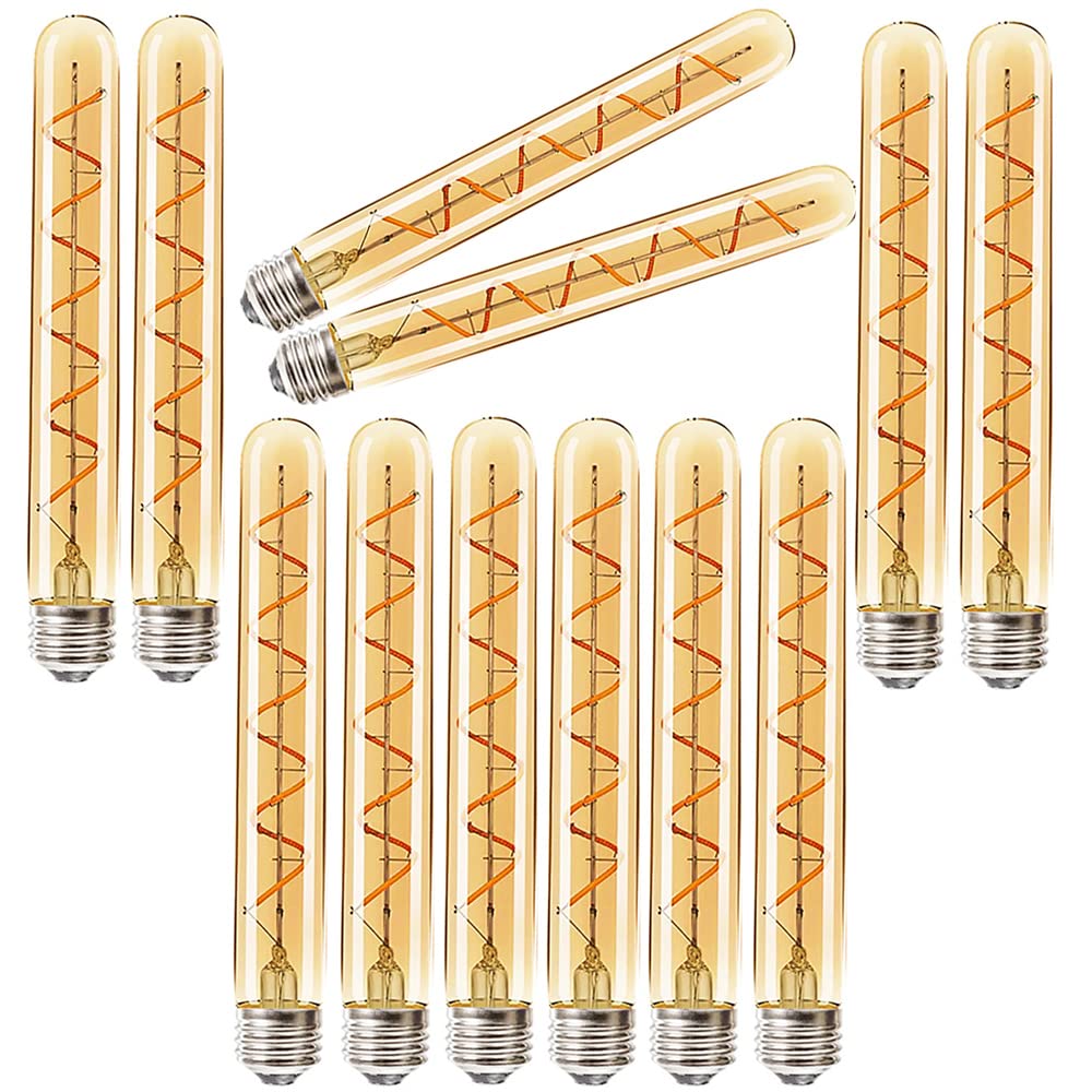 E27 T30-225mm LED Edison Vintage Glühbirnen 4W(Äquivalente 40W Halogenbirne) 400LM Warmweiß 2700K Nicht Dimmbar E27 Braunglas Retro Tuber,12Packung
