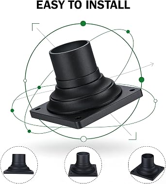 LIT-PaTH Pier Mount Base, Fits 3 Post Light, Thick Aluminum, Black