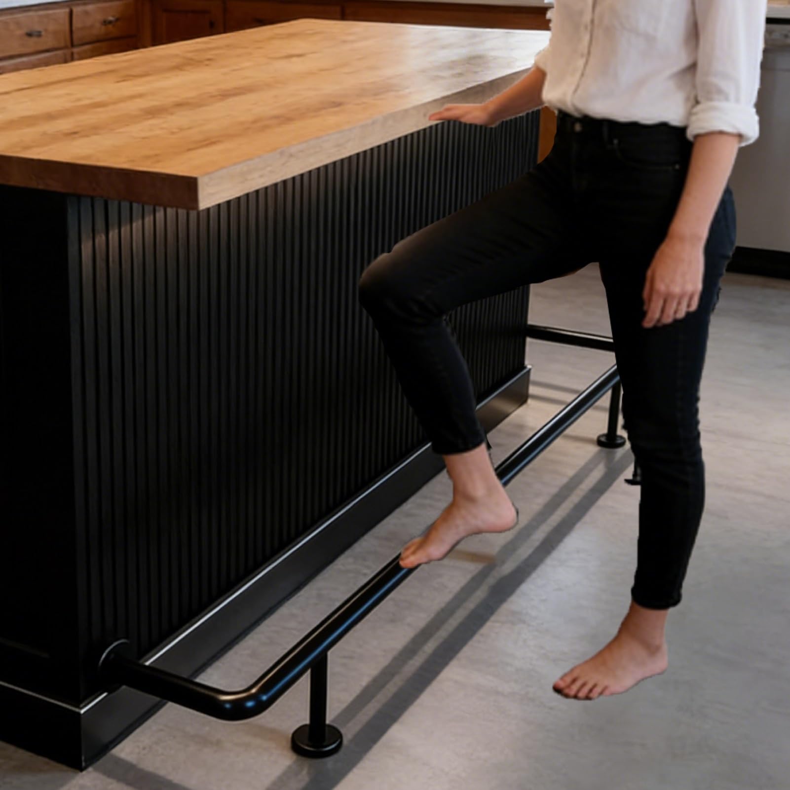 Bar Foot Rail Kit 4ft / 6ft / 8ft / 9ft / 10ft, Kitchen Island Undercounter Foot Railing with Mount Hardware, Commercial Footrest Pole Black/Gold(Black,260cm/8.5ft)