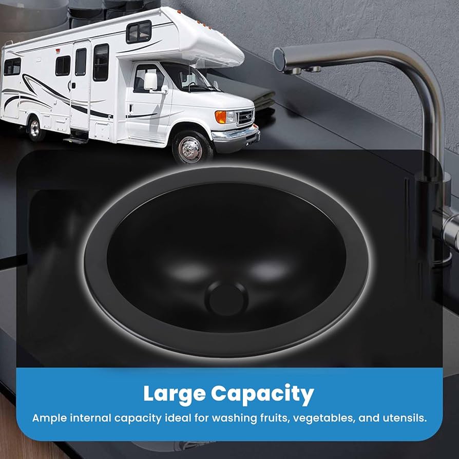 RV Round Sink, 11.4 X 8.7 X 4.7in 304 Stainless Steel