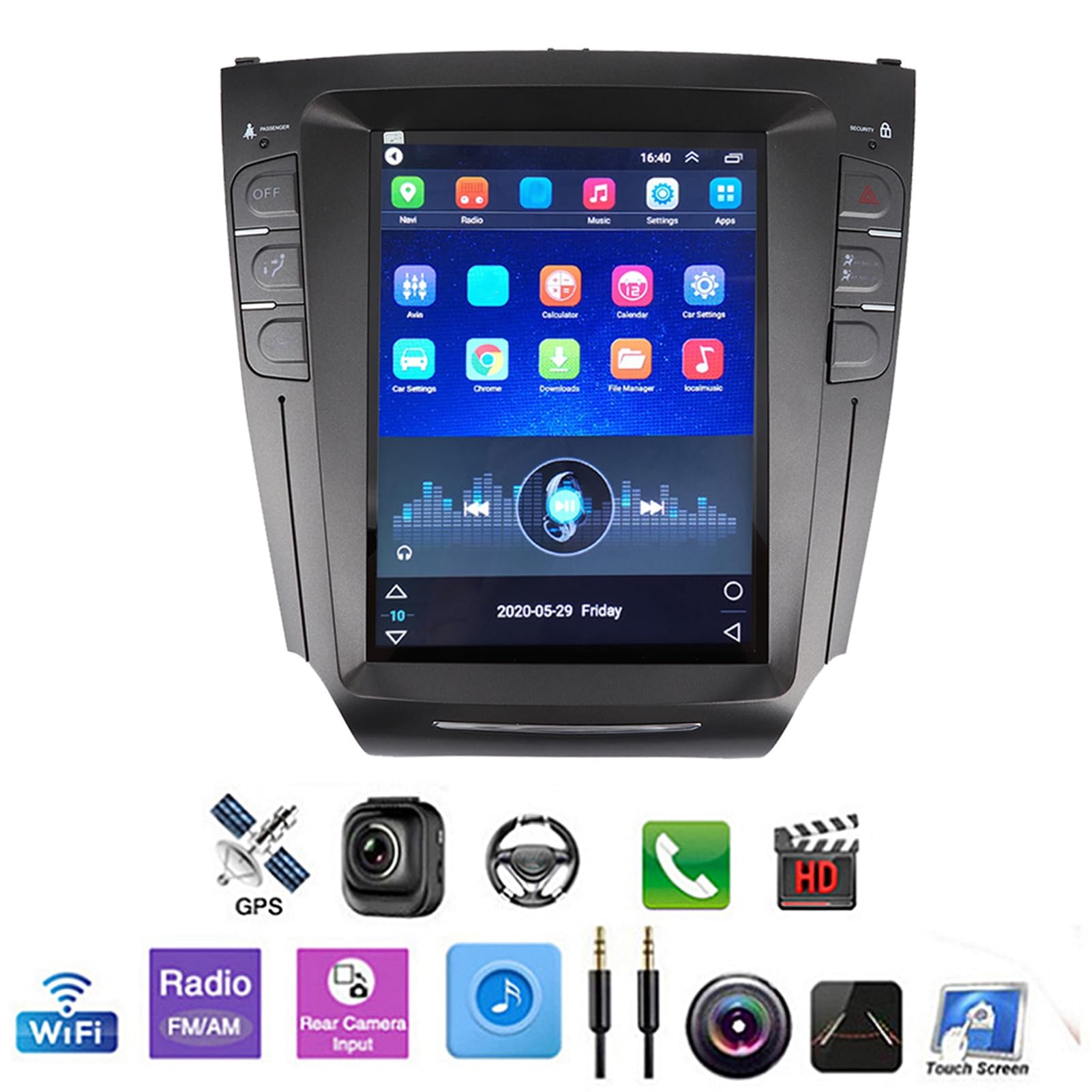 aqxreight 10,4-calowy System Nawigacji Samochodowej GPS Radio Stereo z 4.0 Wi-Fi Sterowanie kierownicą dla IS200 IS250 IS300 IS350 2005-2012