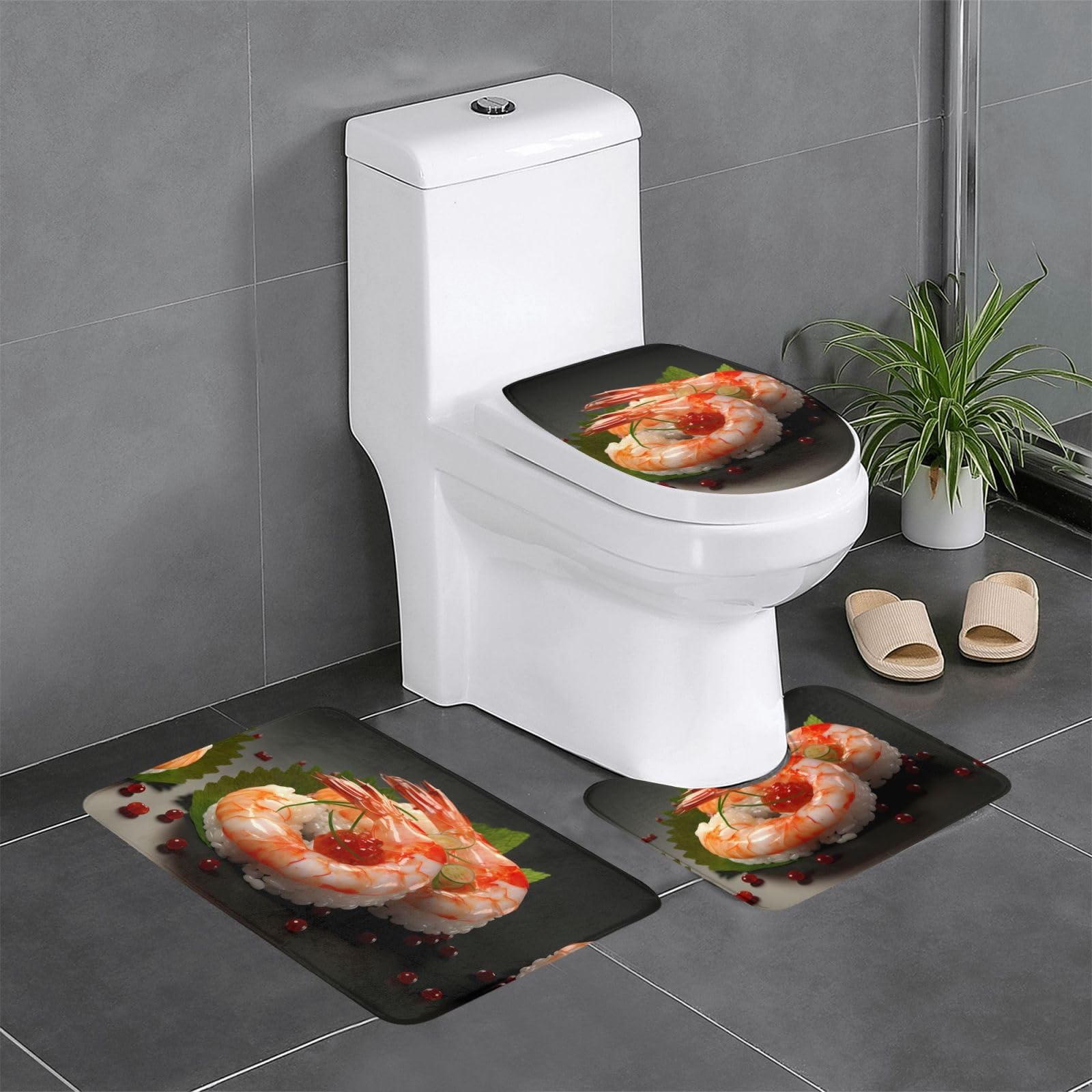 Tapis de salle de bain crevettes japonaises pour un style spa à la maison