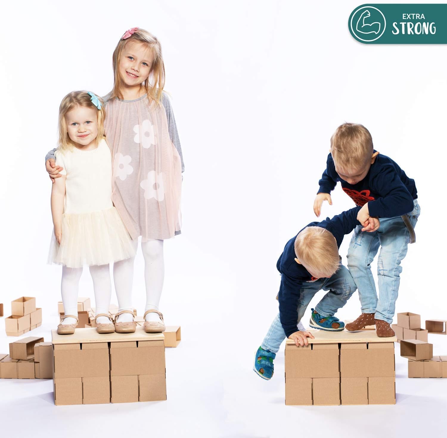 GIGI BLOKS Jumbo Cardboard Building Blocks for Kids - 100 XXL Interlocking and Stackable Cardboard Bricks for Toddlers - Sturdy & Easy-to-Assemble - Large Toy Bricks for Kids