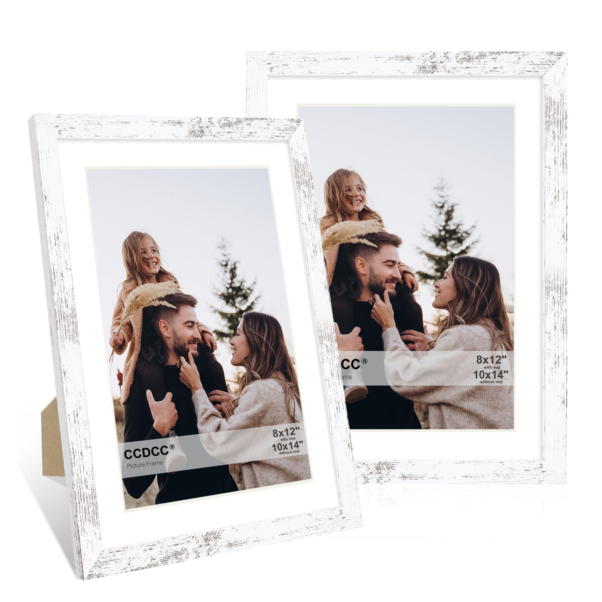 CCDCC 10x14 Picture Frame Set of 2, Distressed White