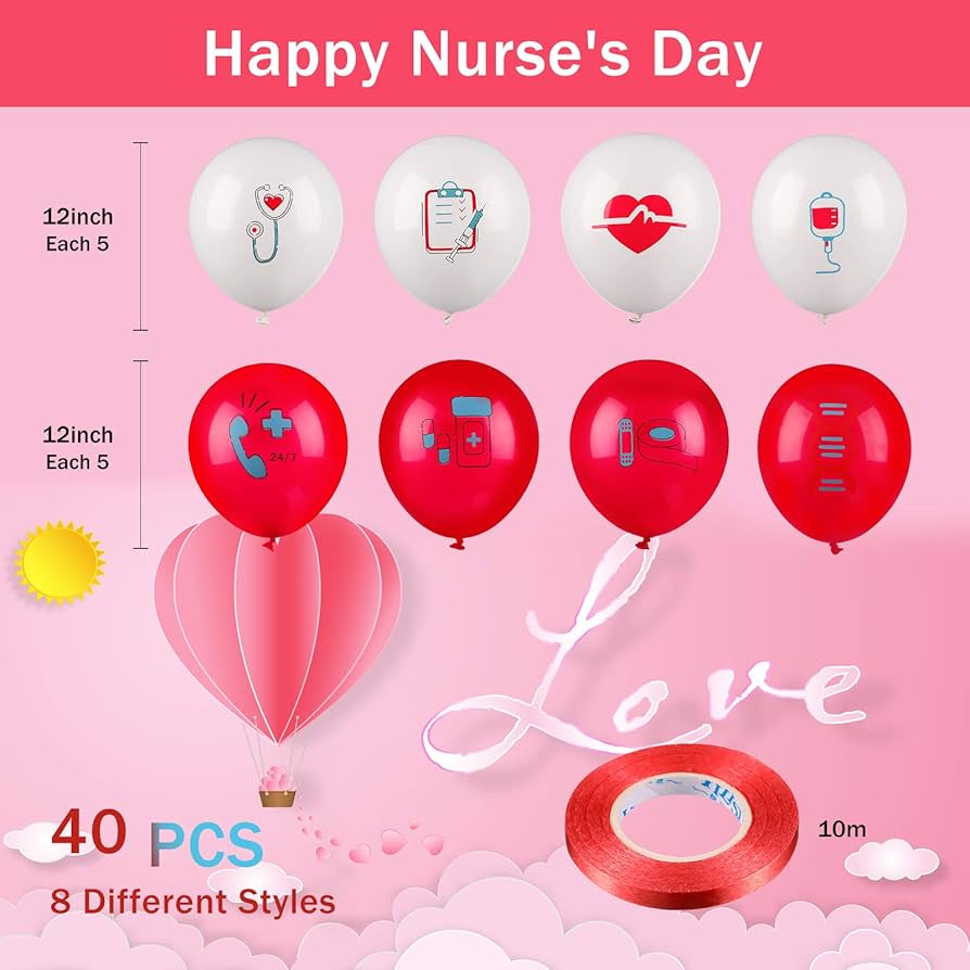 Amazon.com: Skylety 40 Pieces Nurse Balloons 12 Inch Red and