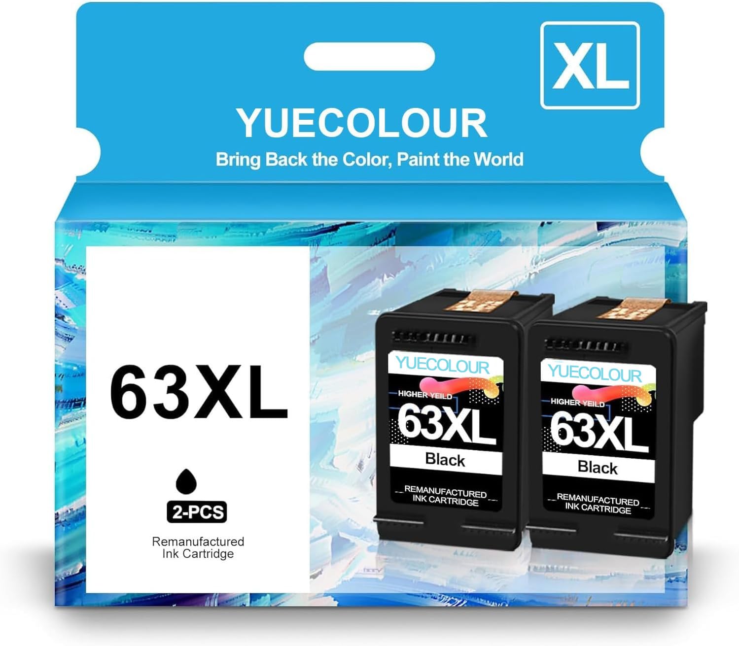 63XL Black Ink Cartridge Replacement for HP 63 63 XL Use with HP OfficeJet 3830 4650 5255 5258 Envy 4520 4512 DeskJet 1112 1110 3630 3632 3634 Printer